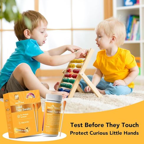 Easy@Home Lead Test Kit – 60 Rapid Swabs with 30‑Second Colour‑Change Results – Surface Lead Screen for Painted Walls, Woodwork, Cabinets, Furniture, Toys, Dishes & Exposed Plumbing #EZLT-S:60 in Kuwait