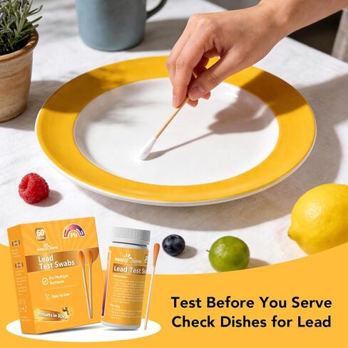 Easy@Home Lead Test Kit – 60 Rapid Swabs with 30‑Second Colour‑Change Results – Surface Lead Screen for Painted Walls, Woodwork, Cabinets, Furniture, Toys, Dishes & Exposed Plumbing #EZLT-S:60 in Kuwait
