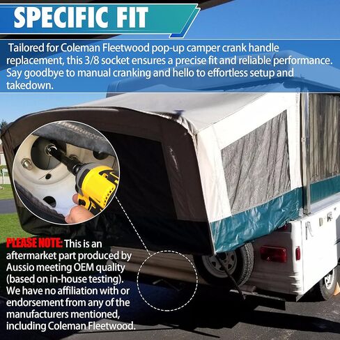مجموعات مقبض كرنك المقطورة تناسب مجموعة استبدال مقابض كرنك RV المنبثقة من Coleman Fleetwood 3/8 ملحقات المقطورة المنبثقة RV Camper استبدال السواعد مقبض أجزاء العربة المنبثقة in Saudi Arabia