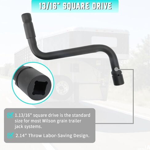 Universal Grain Trailer Crank Handle - 13/16" Square Drive & 14" Throw for Effortless Hopper and Landing Gear Cranking, Compatible with Wilson Trailers in Kuwait