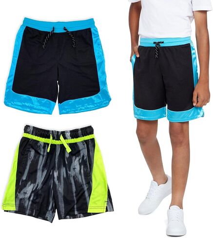 Andrew Scott Boys 7 Pack Active Performance Mesh Style Basketball Sport Shorts (7 Pack- Assorted Solids Contrast Pocket, X-Large) in Kuwait