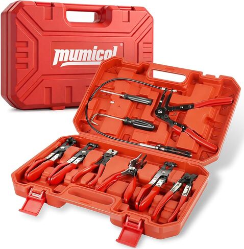 9PCS Hose Clamp Pliers Set, Locking Long Reach Hose Clamp Tool for Automotive, Flexible Wire Radiator Coolant Heater Hose Removal Pliers with Case for DIY Home Use in Kuwait