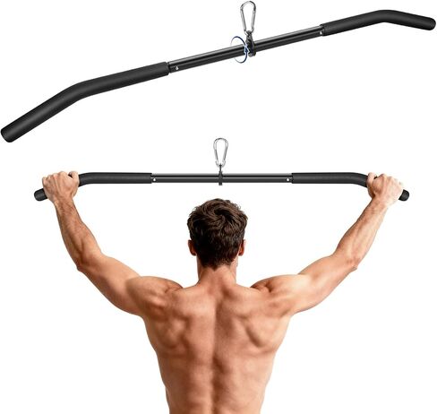 39.7'' LAT Pulldown Bar with Full Rotation, Lat Pulldown Attachments for Pulley Cable Machine,Curl Tricep Press Down Bar with Rubber Handle for Gym,Strength Workout in Kuwait