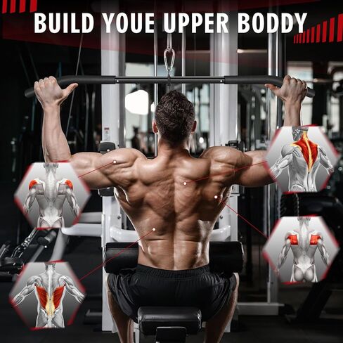 39.7'' LAT Pulldown Bar with Full Rotation, Lat Pulldown Attachments for Pulley Cable Machine,Curl Tricep Press Down Bar with Rubber Handle for Gym,Strength Workout in Kuwait