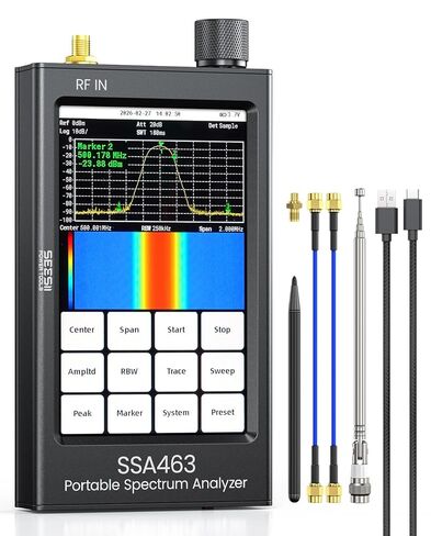 SeeSii SSA463 Portable Spectrum Analyzer: 4.3 Inch 35MHz-6.3GHz Tiny Frequency Analyzer with 30dB Precision Attenuator, 2-in-1 Signal Generator MF/HF/VHF UHF Input for Radio Signals Checking in Saudi Arabia