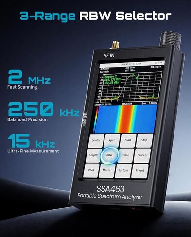 SeeSii SSA463 Portable Spectrum Analyzer: 4.3 Inch 35MHz-6.3GHz Tiny Frequency Analyzer with 30dB Precision Attenuator, 2-in-1 Signal Generator MF/HF/VHF UHF Input for Radio Signals Checking in Saudi Arabia