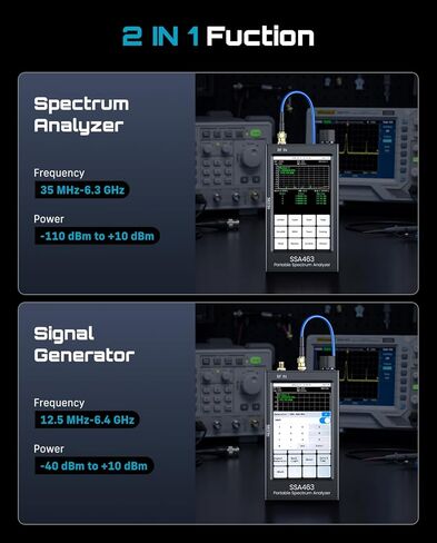 SeeSii SSA463 Portable Spectrum Analyzer: 4.3 Inch 35MHz-6.3GHz Tiny Frequency Analyzer with 30dB Precision Attenuator, 2-in-1 Signal Generator MF/HF/VHF UHF Input for Radio Signals Checking in Saudi Arabia