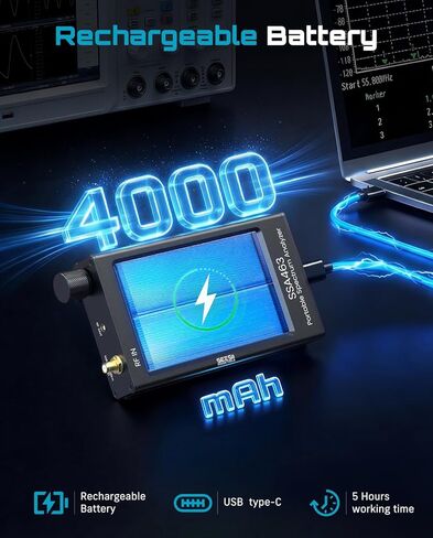 SeeSii SSA463 Portable Spectrum Analyzer: 4.3 Inch 35MHz-6.3GHz Tiny Frequency Analyzer with 30dB Precision Attenuator, 2-in-1 Signal Generator MF/HF/VHF UHF Input for Radio Signals Checking in Saudi Arabia