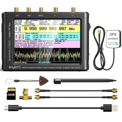 SeeSii TinyGTC ZC412 0.1 Hz-12.8 GHz Frequency Counter: 4-Inch Tiny Frequency Analyzer with Built-in GPSDO & 32GB Card, High Resolution for ADEV & Gapless Measurement in Saudi Arabia