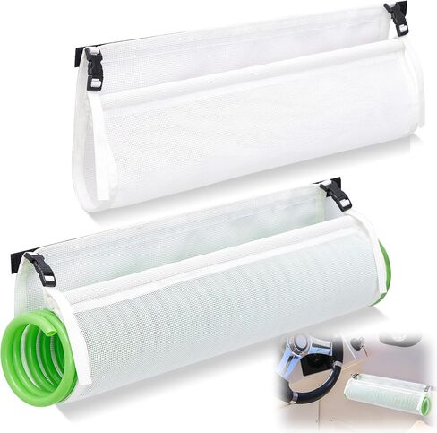 قطعتان من خرطوم أرجوحة الخراطيم البحرية وحامل خرطوم غسيل ملفوف من النايلون لتخزين القوارب والأرصفة والمركبات الترفيهية (أبيض، 18.9 × 11 بوصة) in Kuwait