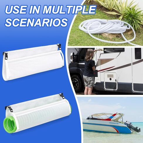 قطعتان من خرطوم أرجوحة الخراطيم البحرية وحامل خرطوم غسيل ملفوف من النايلون لتخزين القوارب والأرصفة والمركبات الترفيهية (أبيض، 18.9 × 11 بوصة) in Kuwait