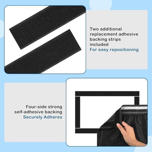 Self-Adhesive Boat Storage Mesh Bag with Backup Hook&Loop, 11"x7.5"/15.5"x10.5" Adhesive Backing Reflective PVC Universal Boat Caddy Organizer Mesh Bag,Boat Storage Net for Gloves, Tools, Tackle, Gear in Kuwait