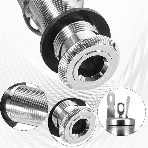 Metal Cylinder Guitar Output Jack Plug with 3 Pins Chrome 1/4" Brass Mono Guitar Bass Jack Socket for Electric Guitars or Bass in Saudi Arabia