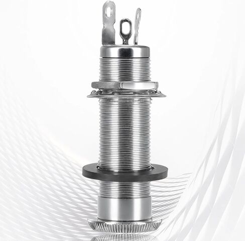 Metal Cylinder Guitar Output Jack Plug with 3 Pins Chrome 1/4" Brass Mono Guitar Bass Jack Socket for Electric Guitars or Bass in Saudi Arabia
