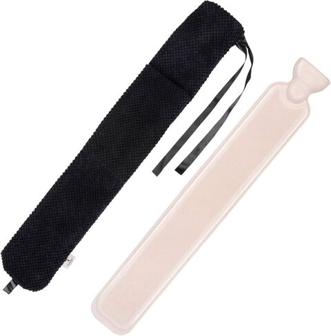 زجاجة ماء ساخن مطاطية HomeTop Premium سعة 2.25 لتر مع غطاء ناعم من نسيج ندفة الثلج باللون الأزرق الداكن (أزرق داكن) in Kuwait