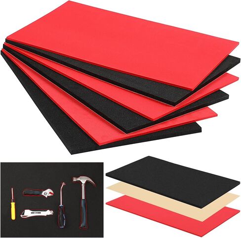 Sumind 3 Sets Tool Box Shadow Foam Organizers Liner Adjustable Inserts Foam Non Slip Liner Mat for Tool Box, Cabinet and Chest Drawers, Black Top and Red Bottom(18 x 36 Inch) in Saudi Arabia