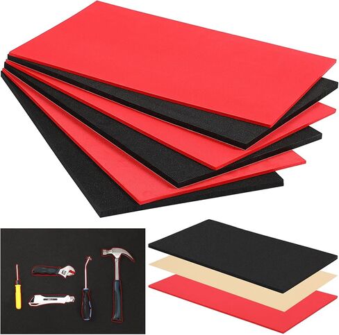 Sumind 3 Sets Tool Box Shadow Foam Organizers Liner Adjustable Inserts Foam Non Slip Liner Mat for Tool Box, Cabinet and Chest Drawers, Black Top and Red Bottom(18 x 36 Inch) in Saudi Arabia
