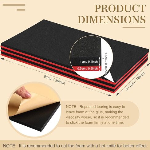 Sumind 3 Sets Tool Box Shadow Foam Organizers Liner Adjustable Inserts Foam Non Slip Liner Mat for Tool Box, Cabinet and Chest Drawers, Black Top and Red Bottom(18 x 36 Inch) in Saudi Arabia