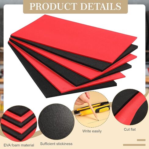 Sumind 3 Sets Tool Box Shadow Foam Organizers Liner Adjustable Inserts Foam Non Slip Liner Mat for Tool Box, Cabinet and Chest Drawers, Black Top and Red Bottom(18 x 36 Inch) in Saudi Arabia