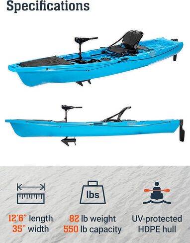Brooklyn 12.5 Pro Pedal Propeller Drive Fishing Kayak by BKC, Sit-on-Top Single Kayak with Rudder System, Dry Storage, Rod Holders & 550 lb Capacity in Saudi Arabia
