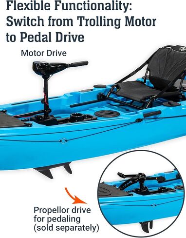 Brooklyn 12.5 Pro Pedal Propeller Drive Fishing Kayak by BKC, Sit-on-Top Single Kayak with Rudder System, Dry Storage, Rod Holders & 550 lb Capacity in Saudi Arabia