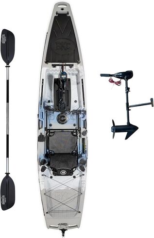Brooklyn 12.5 Pro Pedal Propeller Drive Fishing Kayak من BKC، قارب كاياك فردي للجلوس على القمة مع نظام الدفة، تخزين جاف، حاملات قضبان وسعة 550 رطل in Kuwait