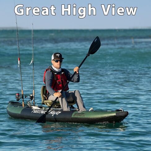 385FTA Fasttrack Angler 1–2-Person Inflatable Hunter Green Fishing Kayak-External Rigid Inflatable Keel, Rugged Hull Material, Non-Slip Padded Floor, Stitch Floor w/Seat(s), Paddle(s), Pump & Bag in Saudi Arabia