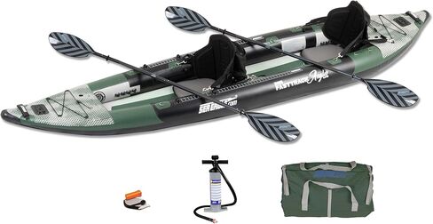 385FTA Fasttrack Angler 1–2-Person Inflatable Hunter Green Fishing Kayak-External Rigid Inflatable Keel, Rugged Hull Material, Non-Slip Padded Floor, Stitch Floor w/Seat(s), Paddle(s), Pump & Bag in Saudi Arabia