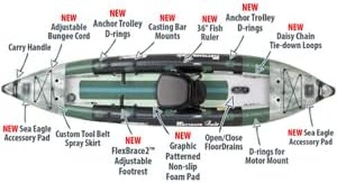 385FTA Fasttrack Angler 1–2-Person Inflatable Hunter Green Fishing Kayak-External Rigid Inflatable Keel, Rugged Hull Material, Non-Slip Padded Floor, Stitch Floor w/Seat(s), Paddle(s), Pump & Bag in Saudi Arabia