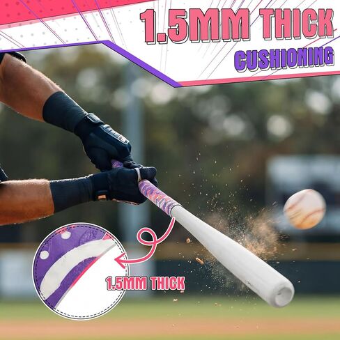 43 Inch Bat Grip Tape with 1.5 mm Cushioned Non-Slip Texture, All-Weather Baseball & Softball Bat Wrap, Shock Absorbing and Easy Install for Youth & Adult in Saudi Arabia