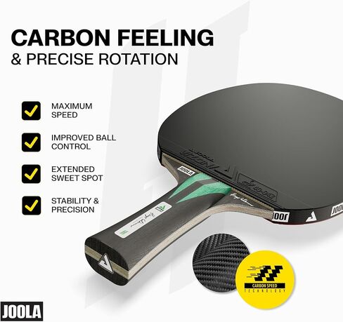 JOOLA Infinity Carbon Professional Table Tennis Paddle with Cover – Ergonomic Comfort Grip - ITTF Approved Rubbers - Competition Paddle for Powerful Spin - Protective Packaging Case in Saudi Arabia