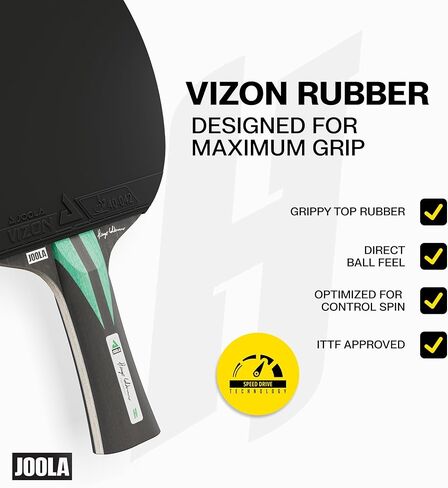 JOOLA Infinity Carbon Professional Table Tennis Paddle with Cover – Ergonomic Comfort Grip - ITTF Approved Rubbers - Competition Paddle for Powerful Spin - Protective Packaging Case in Saudi Arabia