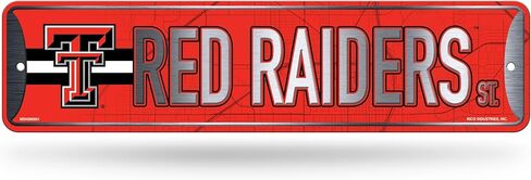 Rico Industries NCAA Texas Tech Red Raiders Metal Street Sign 4" x 15" Home Décor - Bedroom - Office - Man Cave in Saudi Arabia