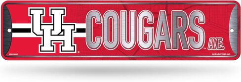 لافتة شارع معدنية من Rico Industries NCAA Houston Cougars مقاس 4 × 15 بوصة لديكور المنزل - غرفة النوم - المكتب - كهف الرجل in Saudi Arabia