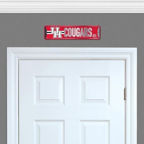 لافتة شارع معدنية من Rico Industries NCAA Houston Cougars مقاس 4 × 15 بوصة لديكور المنزل - غرفة النوم - المكتب - كهف الرجل in Saudi Arabia