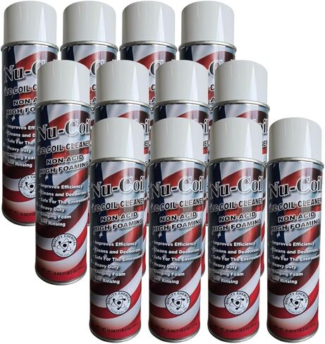 Quality Chemical Nu-Coil AC Coil Cleaner Aerosol Spray - Extra Foam - for HVAC units, Condensers, Evaporators, Drains, Pans, Radiators, Fan Blades, Metal Filters - No Rinse - 18 oz. (Pack of 12) in Kuwait