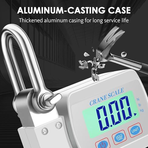 مقياس الرافعة الرقمي للتعليق عالي التحمل - إضاءة خلفية LCD، سعة قصوى 1100 رطل/500 كجم، مستشعر عالي الدقة، وظائف تبديل الفارغة والوحدة للمزرعة والصيد والمستودعات والبناء in Kuwait