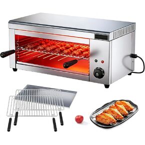 Commercial Salamander Broiler, Tabletop Barbecue Grill with 2 Detachable Grills & 1 Drip Tray, 2000W Electric Cheese Melter Oven for Melting Cheese, Toasting Sandwiches in Kuwait