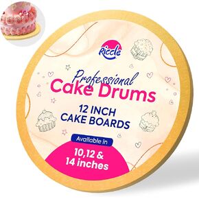 RICCLE 12 Inch Single Gold Cake Drum - Smooth-Edged Pack of 1 - Sturdy Boards Round - Bend Resistant Multi-Layered Base for Minimalist Displays in Kuwait