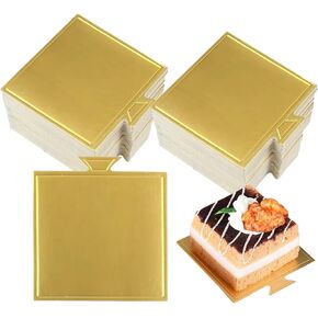 Mini Cake Boards,Square 3.54inch*3.3inch,50pcs Mousse Cupcake Base Paper Cupcake Dessert Displays Tray for Cake DIY, Baking Dessert Party Wedding Birthday in Saudi Arabia