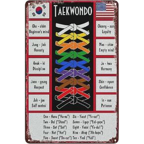 Taekwondo Knowledge Vintage Metal Sign,Inspirational Wall Decor Retro Iron Painting Metal Plaque for Home Farmhouse Bar Cafe Pub Garage Man Cave Room Gifts 12 x 8 Inch in Kuwait