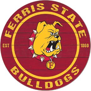 KH Sports Fan Ferris State Bulldogs علامة دائرة ملونة، 20x20 بوصة، ديكور البلدغ للمسكن وغرفة النوم وكهف المروحة وغرفة المعيشة؛ أظهر روح فريقك مع هذه اللوحة الفنية الجدارية الفريدة من نوعها لولاية فيريس ستيت بولدوج in Kuwait