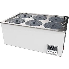Digital Thermostatic Water Bath With 6 Holes, Rt 5-99.9°c, 360° Heating, Digital Display & Protective Lid For Laboratory Use, Precise Temperature Control in Kuwait