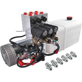 Hydraulic Power Unit, 6 Quart 6 Way Hydraulic Pump with Plastic Oil Reservoir, 12V DC Double Acting, for Dump Trailer Car Lifting Mixizap in Kuwait