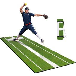 Softball Pitching Mat with Pitching Rubber & Stride Line, Denser Antifade Turf, Antislip EVA Bottom 10ft x 3ft, Indoor/Outdoor Training Aid in Kuwait