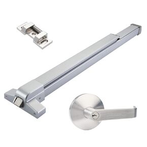 Commercial Door Push Bar Panic Exit Device with Exterior Lever, 32" Stainless Steel Panic Bars for Exit Doors, Aluminum Silver in Saudi Arabia