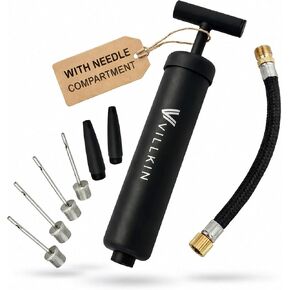 مضخة كروية مع تخزين إبرة في المقبض - 4 إبر معدنية، 2 فوهات بلاستيكية، خرطوم مرن - لكرة القدم وكرة السلة وكرة الطائرة وكرة اليد - أسود in Kuwait
