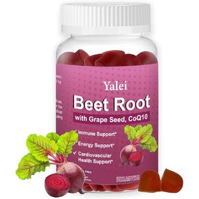 علكات جذر البنجر لضغط الدم | خالي من السكر | مكمل الشمندر مع 1000 ملجم من جذور الشمندر، 1000 ملجم من مستخلص بذور العنب و 200 ملجم من مرافق الإنزيم Q10 | نباتي وغير معدّل وراثيًا | نكهة الفراولة in Kuwait