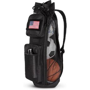 Fitdom 47L Heavy Duty Mesh Equipment Ball Bag w/Adjustable Padded Sling Shoulder Strap Design for Coach. 3 Different Size Compartments. Perfect for Soccer Football Volleyball Basketball & Water Sports in Kuwait