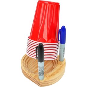 أساسيات الاستضافة: حامل المشروبات والأكواب مع فتحة قلم التحديد - يمنع الاختلاط في الحفلات وحفلات الشواء وحفلات الزفاف والطهي وأعياد الميلاد - منظم خشبي يناسب أحجام الأكواب العالمية التي يمكن التخلص منها in Kuwait